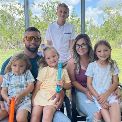 Jay Paul Molinere with his wife Ashleigh Price and his four children.